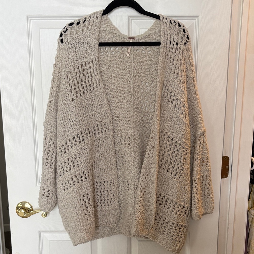 We The Free Cream/Beige Open-Knit Cardigan
